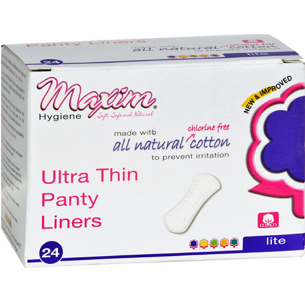 Maxim Natural Cotton Ultra Thin Panty Liners, Lite, Unscented 24 ea