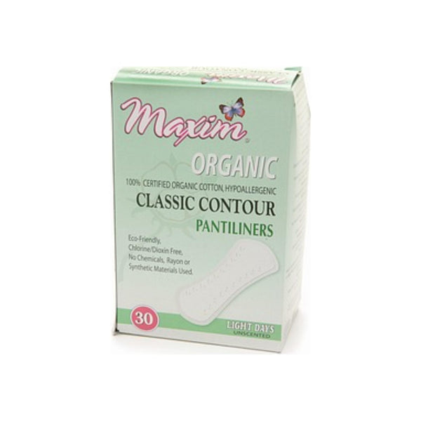 Maxim Hygiene Products Organic Classic Contour Pantiliners, Light Days, Unscented  30 ea