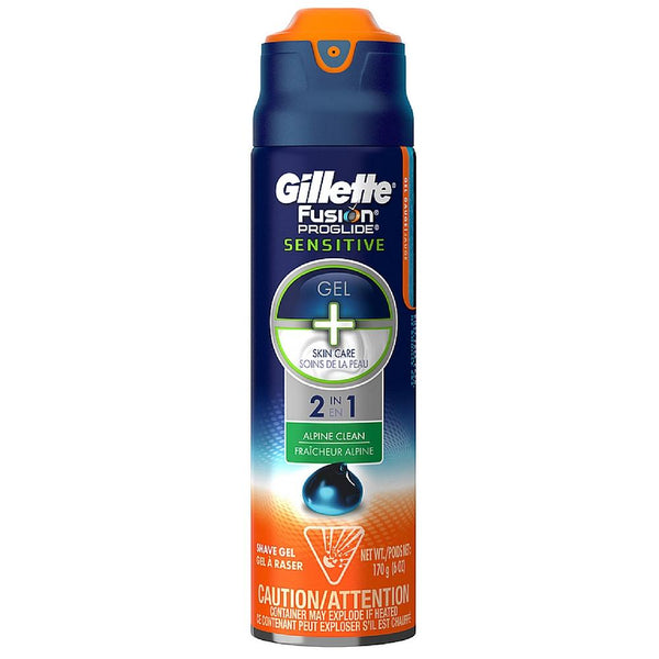 Gillette Fusion Proglide Sensitive 2-in-1 Shave Gel, Alpine Clean 6 oz