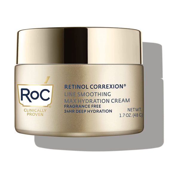 RoC Retinol Correxion Max Hydration Anti-Aging Daily Face Moisturizer with Hyaluronic Acid, Fragrance-Free, Oil Free Skin Care, 1.7 Ounces
