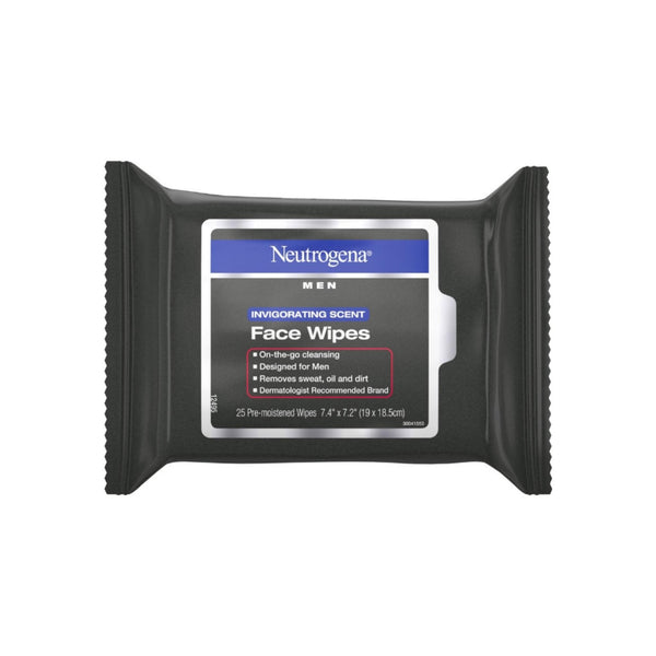 Neutrogena  Men Invigorating Scent Face Cleansing Wipes, Pre-Moistened Travel Facial Wipes for On-the-Go Cleansing 25  ea
