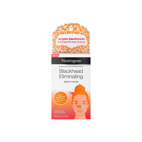 Neutrogena Blackhead Eliminating Pore Strip to Facial Scrub with Salicylic Acid Acne Treatment Oil-Free & Non-Comedogenic 6  ea