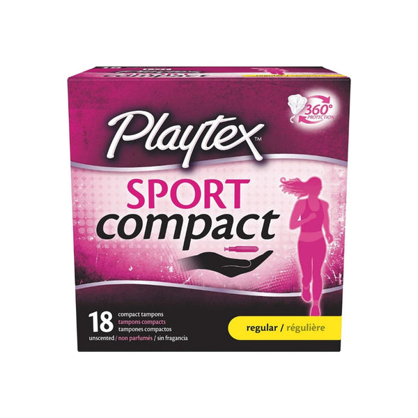 Playtex Sport Regular Absorbency Compact Tampons with Flex-Fit Technology, 18 ea