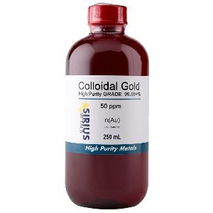 99.99+% Pure True Colloidal Gold ýýý 250 mL of 50 ppm in Clear Plastic Bottle w/phenolic Cap