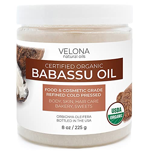 Velona Babassu Oil USDA Certified Organic - 8 oz | 100% Pure and Natural Carrier Oil | Refined, Cold Pressed | Face, Hair, Body & Skin Care and Cooking | Use Today - Enjoy Results