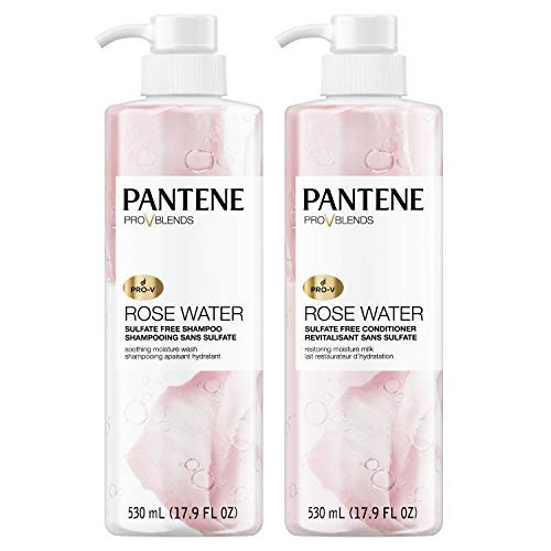 Pantene, Shampoo and Sulfate Free Conditioner Kit, Paraben and Dye Free, Pro-V Blends, Soothing Rose Water, 17.9 fl oz, Twin Pack