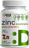 Zinc Picolinate 50mg, 240 Capsules, 8 Months Supply, Zinc with Vitamin C, Immune Booster Zinc for Adults and Zinc for Kids - Advanced Vitamin C Zinc Supplements (240 Capsules)