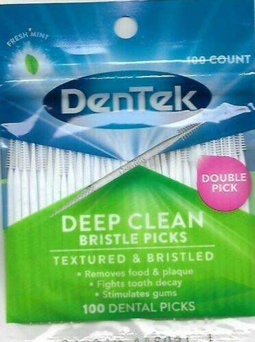 Dentek Dental Picks (Textured & Bristled for Deep Clean) with Fresh Mint, 100 Count (Pack of 6)