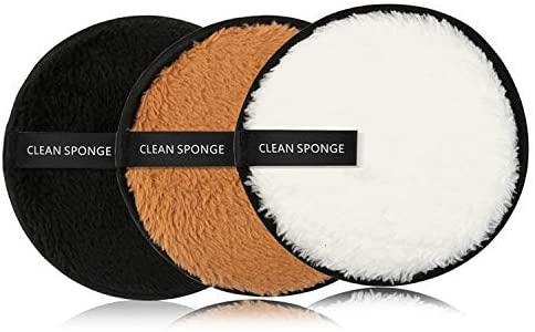 3 Pack Reusable Makeup Remover Pads, Washable Soft Bamboo Cotton Pad,Prefect for Cleansing Face（Black，white,Brown)