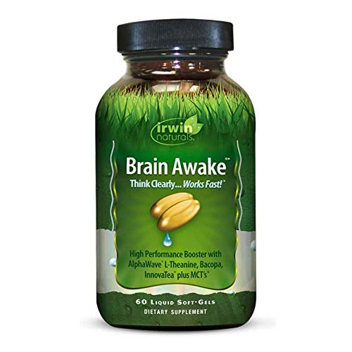 Brain Awake High Performance Booster by Irwin Naturals, B Vitamins and MCT, Think Clearer and Work Faster, 60 Liquid Soft-Gels