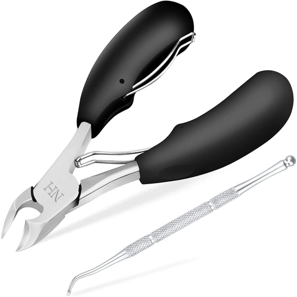 Ingrown Toenail Clippers for Thick Nails, Podiatrist Heavy Duty Nail Clippers, Sharp Blades Toenail Nippers with ABS Grips for Men and Elderly (with Nail Lifter)