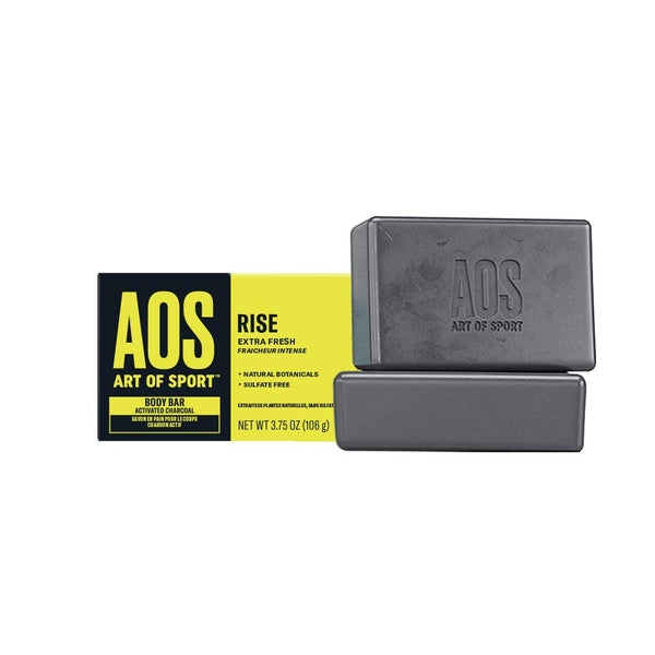 Art of Sport Body Bar Soap (2-Pack) - Rise Scent - Activated Charcoal Soap with Natural Botanicals Tea Tree Oil and Shea Butter - Fresh and Clean Fragrance - Shower + Hand Soap - 3.75oz