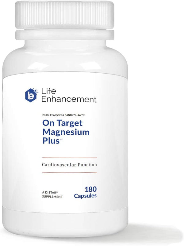 Life Enhancement On Target Magnesium (Glycinate) Plus | Improves Relaxation, Sleep, Heart Health, Headaches, Leg Cramps, & More | 266 mg with Vitamin C | 45 Servings