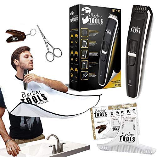 Trimmer kit - All The Essentials for Mowing Your Beard | Beard Trimmer + Beard bib + Stencil Comb ✮ BARBER TOOLS ✮