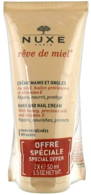 Nuxe Hand And Nail Cream With Honey, Precious Oils And Vitamin E, 2 X 50 ml