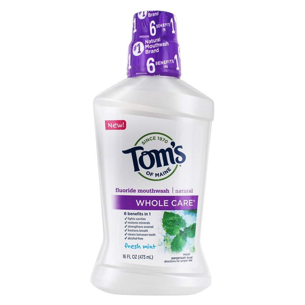 Tom's of Maine, Whole Care Natural Mouthwash - Fresh Mint, 16 Ounce