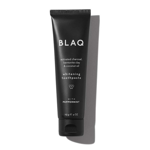 BLAQ Activated Charcoal Teeth Whitening Toothpaste | Vegan Organic SLS Free with Coconut Oil and Bentonite Clay | Remove Stains | Formula Improves Gum and Enamel Health, Freshens Breath - 4 OZ / 113g