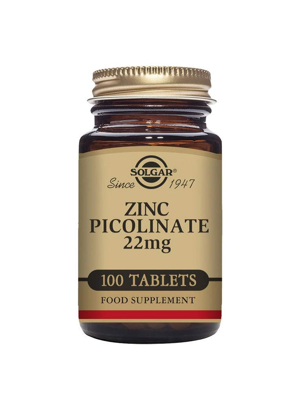 Solgar Zinc Picolinate Tablets, 22 Mg, 100 Count