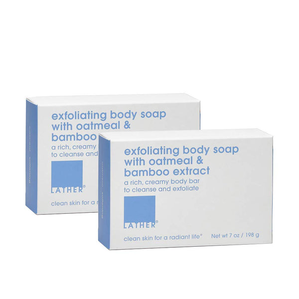 LATHER Exfoliating Body Soap With Oatmeal and Bamboo Extract, 7 Ounce (Pack of 2)