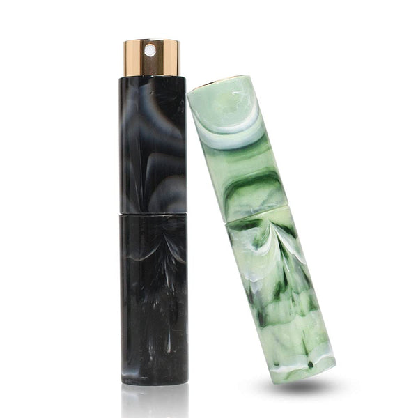Perfume Atomizer Bottles Pack of 2, Vitog Refillable Mini Travel Size Empty Perfume Sprayer Spray with Funnel, Distributor, Marble Pattern Portable Spray Bottle for Women, Men (10ML, Black$Green)