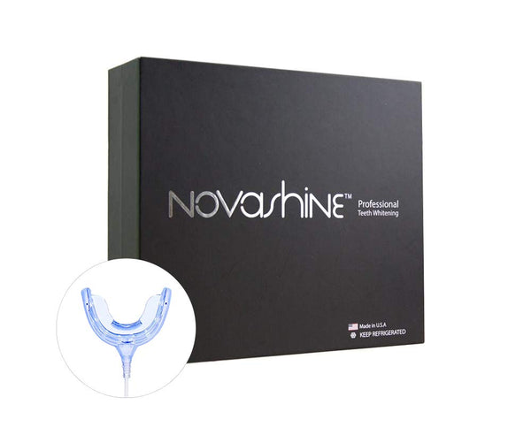 Novashine Professional Teeth Whitening Kit for Him: Advanced Blue LED Light, Concentrated Peroxide Gel, Smartphone Adapter, Travel Bag & 2-Year Warranty