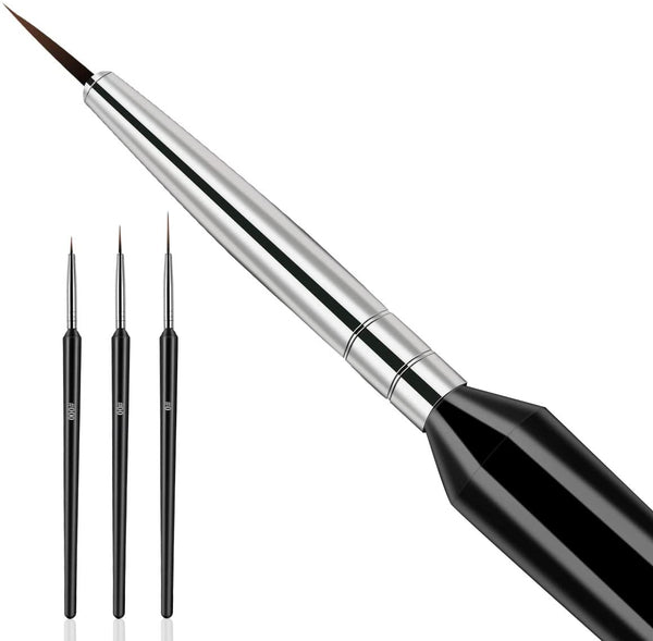 Nail Art Brushes- Professional Nail Art Brushes- Sable Nail Art Brush Pen, Detailer, Liner, Brush Dotting Tool (3pcs/set)