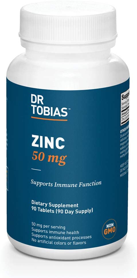 Dr. Tobias Zinc Supplements with Picolinate Oxide Vitamin C and Calcium Magnesium Health Support, 50mg per Serving, 90 Supplement Capsules