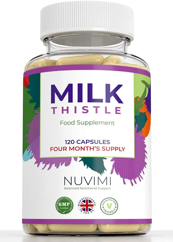 NUVIMI Milk Thistle Capsules High Strength 1000mg - 120 Milk Thistle Tablets (4 Month Supply) ýýý Milk Thistle Herbal Supplements to Support Liver Detox, Kidney Cleanse & Digestive Aid ýýý UK Made