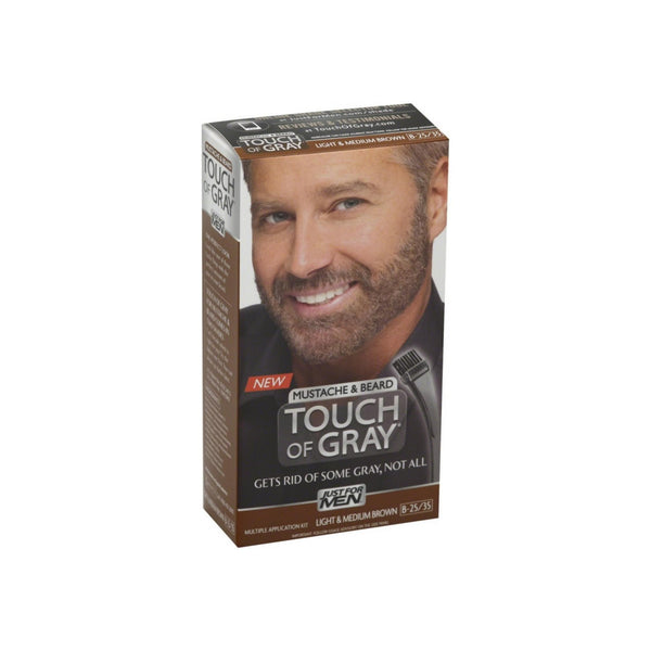 JUST FOR MEN Touch of Gray Hair Color, Mustache & Beard Kit, Light & Medium Brown  B-25/35, 1 ea