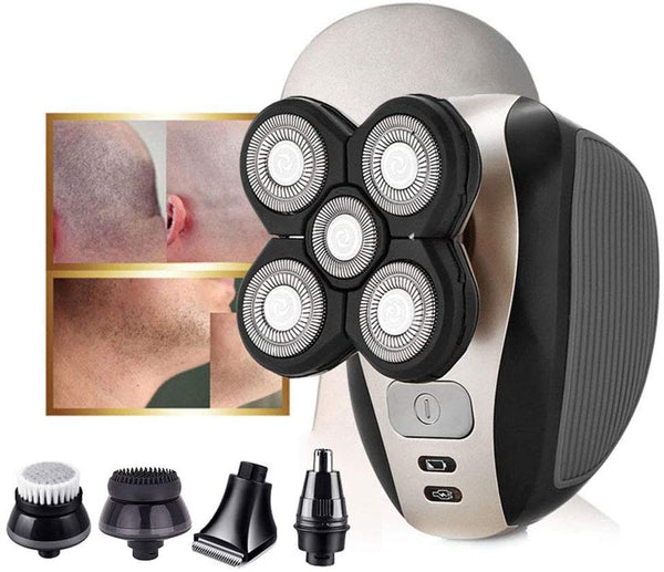 Ke Mei 5 in 1 Men’s Electric Shaver Grooming Kit Five-Headed Beard, Hair Razor for a Perfect Bald Look, Cordless and USB Rechargeable