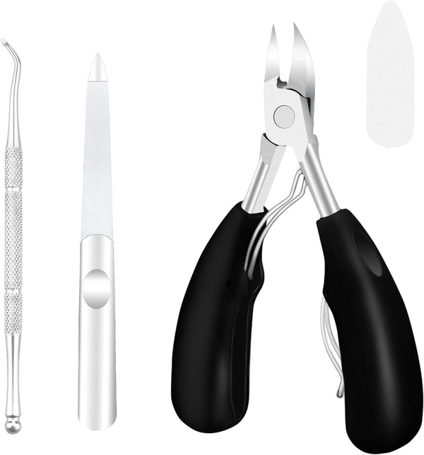 Upgraded Toenail Clippers for Thick Nails, Large Nail Clippers for Ingrown Hard Nails, 3 in 1 Professional Nipper Trimmer Kit with Nail File and Nail Lifter