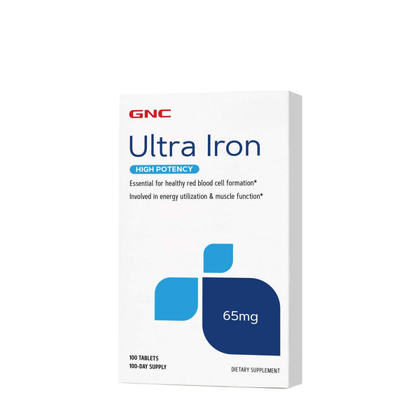 GNC Ultra Iron 65mg, 100 Tablets, Essential for Red Blood Cell Formation