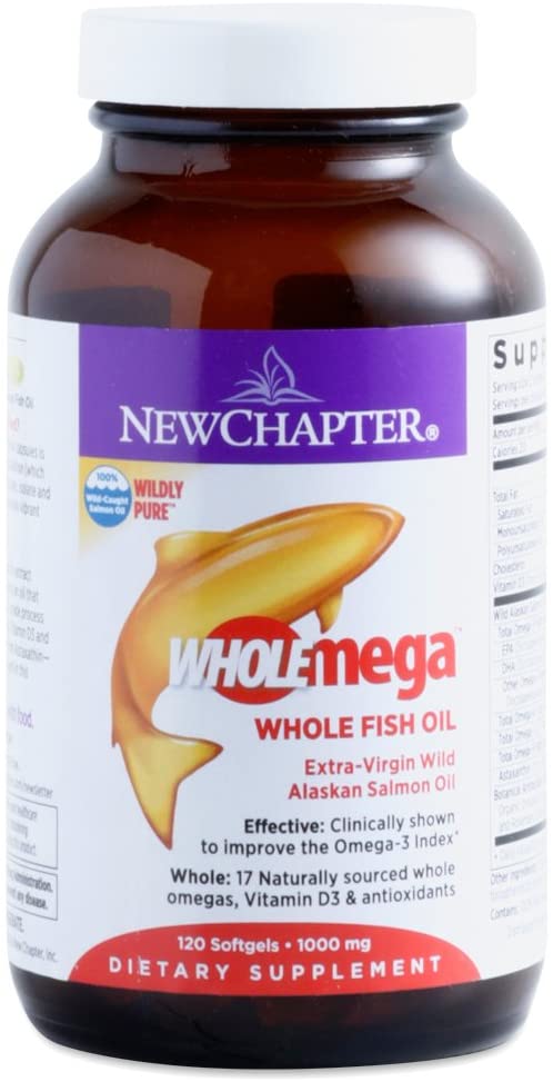 New Chapter Wholemega Fish Oil Supplement with Omega-3, Vitamin D3 and Astaxanthin, 120 Capsules (Pack of 2)