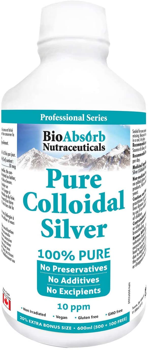 Colloidal Silver Liquid. Highly Bioavailable Pure Solution.10 ppm, 20 oz. No Additives.