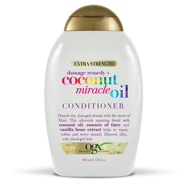 OGX Extra Strength Damage Remedy + Coconut Miracle Oil Conditioner for Dry, Frizzy or Coarse Hair, Hydrating & Flyaway Taming Conditioner, Paraben-Free, Sulfate-Free Surfactants, 13 floz