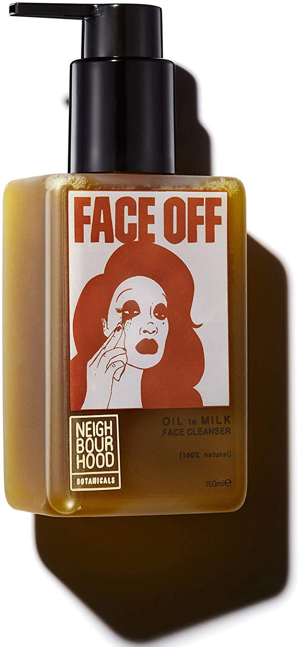 Neighbourhood Botanicals - Face Off Oil-to-Milk Facial Cleanser and Make Up Remover, Vegan, 100% Natural Skincare from London, 150ml