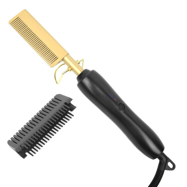YVONNE Hot Comb Electric Hair Straightener Multifunctional Copper Brush for Wet and Dry Hair Heated Comb for Men Long Beard