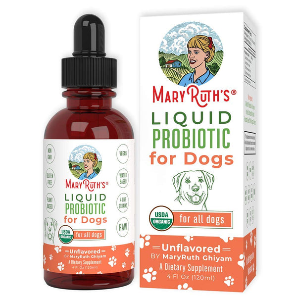 (Dog) USDA Organic Liquid Probiotic for Dogs by MaryRuth's (Plant-Based) USDA Certified Organic Non-GMO, Vegan, Raw, Paleo, NO Corn, NO Yeast, Highly Potent Live Strain Flora 30-90 Day Supply 4oz