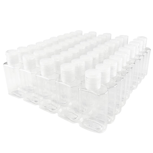 50 Pack Empty Plastic Bottles,Mini Travel Bottles,Empty Clear Plastic Refillable Flip-Top Bottles,Travel for Hand Sanitizer Shampoo Lotion Baby Shower Containers,etc - BPA/No Parabens,60ml/2oz