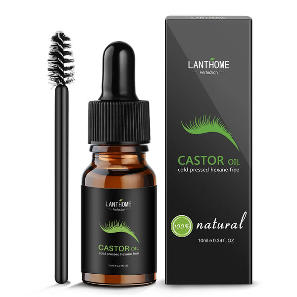 Castor Oil for Hair Growth Eyelashes Eyebrows, Organic 100% Pure Cold Pressed Lash Growth Serum, Hexane-Free Castor Oil with a Treatment Applicator (0.35 Oz) (Castor Oil)