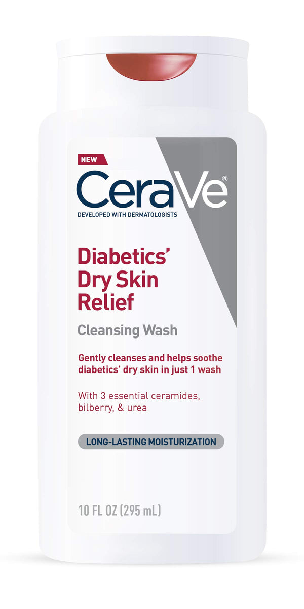 CeraVe Body Wash for Diabetics’ Dry Skin | 10 Ounce | Diabetes Care With Urea for Hydration and Bilberry for Source of Antioxidant | Fragrance & Paraben Free