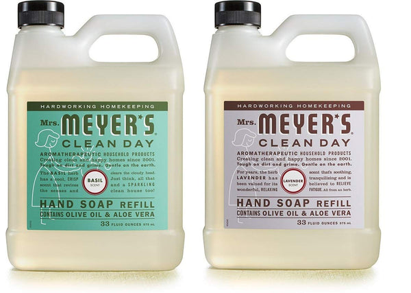 Mrs. Meyer's Liquid Hand Soap Refill Variety Pack, 1 Basil, 1 Lavender, 2 CT