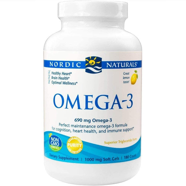 Nordic Naturals Omega-3, Lemon Flavor - 690 mg Omega-3-180 Soft Gels - 2 Pack - Fish Oil - EPA & DHA - Immune Support, Brain & Heart Health, Optimal Wellness - Non-GMO - 180 Servings