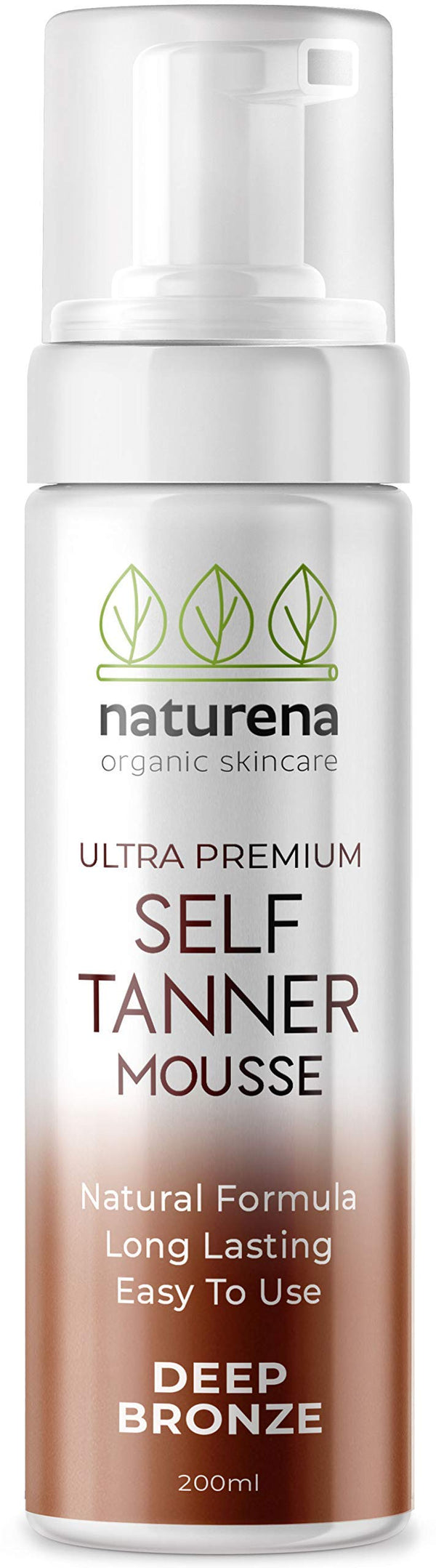 Naturena Self Tanner Tanning Mousse with Organic & Natural Ingredients, Tanning Lotion, Sunless Tanning Lotion for Darker Bronzer Skin, 6.7 Fl Oz