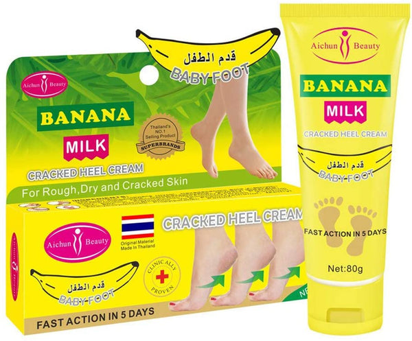AICHUN BEAUTY Cracked Heel Cream Foot Care Banana Milk Cream Repair Relieves Rough Dry Skin Baby Foot Chilblains Hyperkeratosis 80g