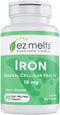 EZ Melts Iron as Elemental Iron, 18 mg, Sublingual Vitamins, Vegan, Zero Sugar, Natural Orange Flavor, 90 Fast Dissolve Tablets