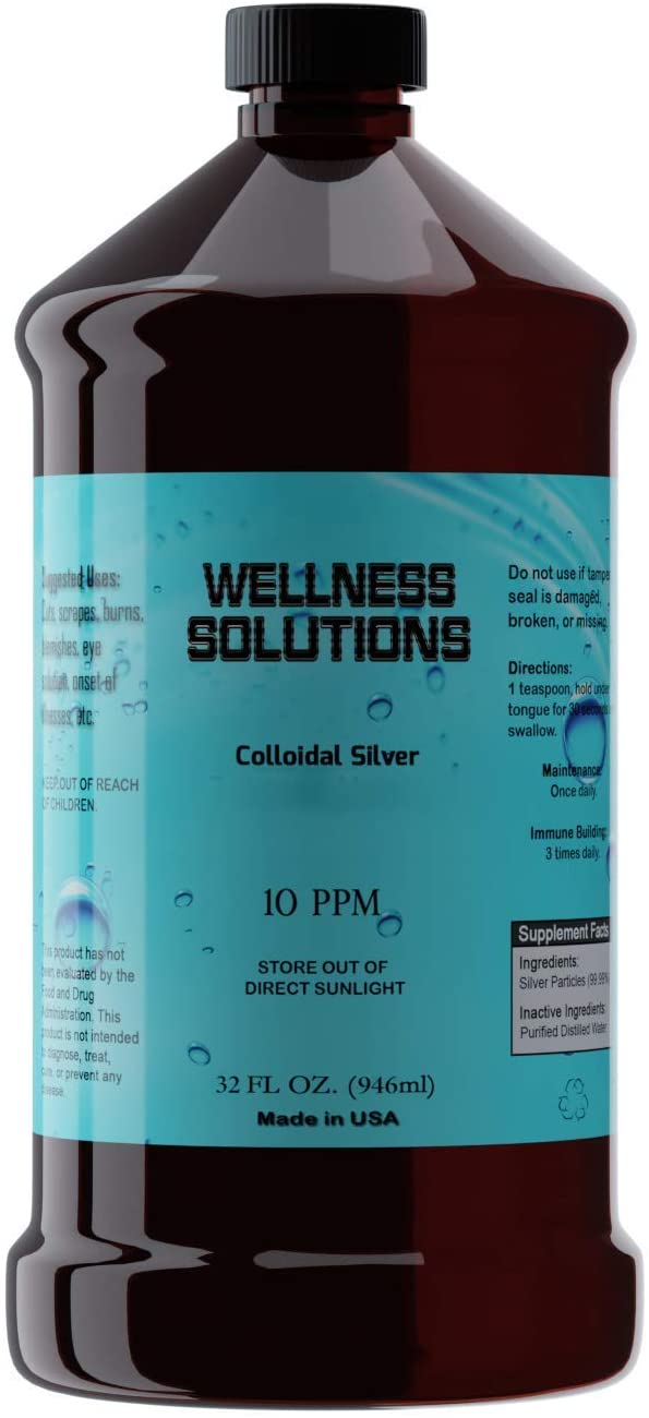 Colloidal Silver - Wellness Solutions - Vegan - Gluten Free 32 fl. oz