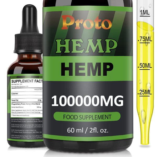 Proto Natural Oil,Natural Ingredients,NO GMO,GMP Standards, Contains Fatty Acid-Omega 3-6-9, Vitamin C-E. (60ML-100000mg)