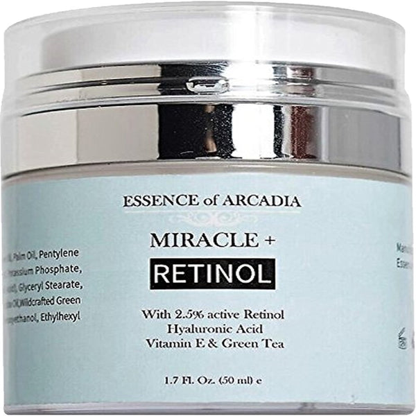 Retinol Moisturizer Cream High Strength for Face and Eye Area Miracle Plus - 2.5% Retinol, Hyaluronic Acid, Vitamin E, Green Tea