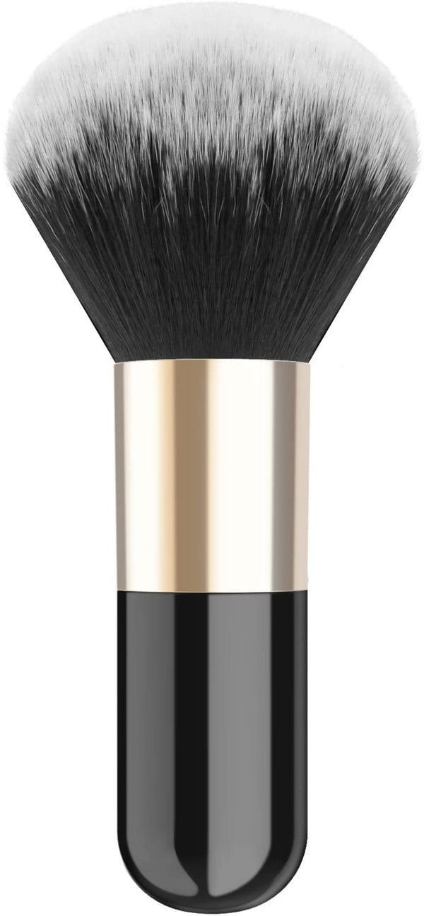 Luxspire Powder Makeup Brush, Flat Kabuki Brush, Single Large Makeup Brush Soft Face Mineral Powder Foundation Brush Blush Brush for Blending Makeup, Black & Gold